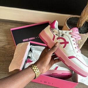 Women's Pink and White Sneakers